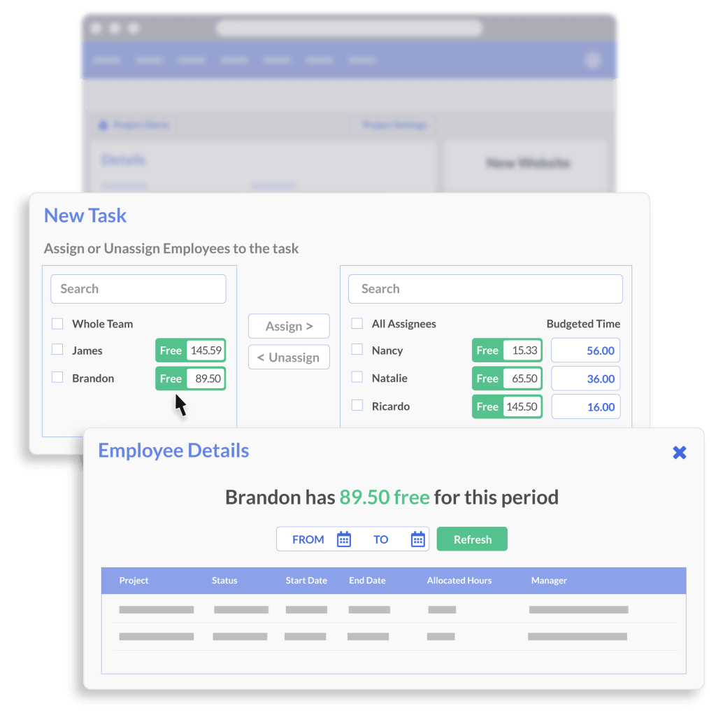 Task assignment employee availability view